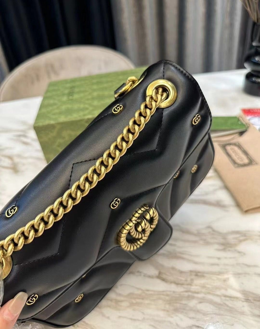 Gucci Gg Marmont Shoulder Bag Black 23Cm 443497 Aacpg 1000