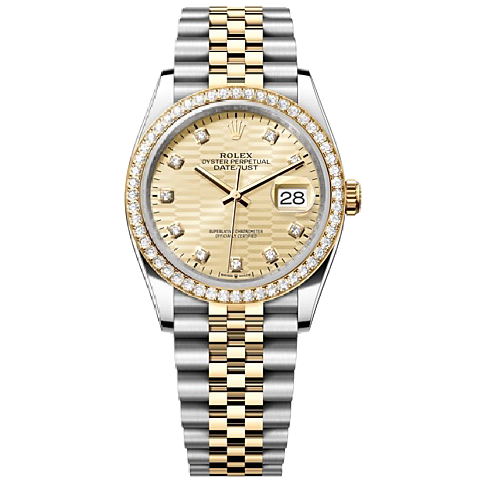 Rolex DATEJUST Oyster, 36 mm, Oystersteel, yellow gold and diamonds M126283RBR-0031
