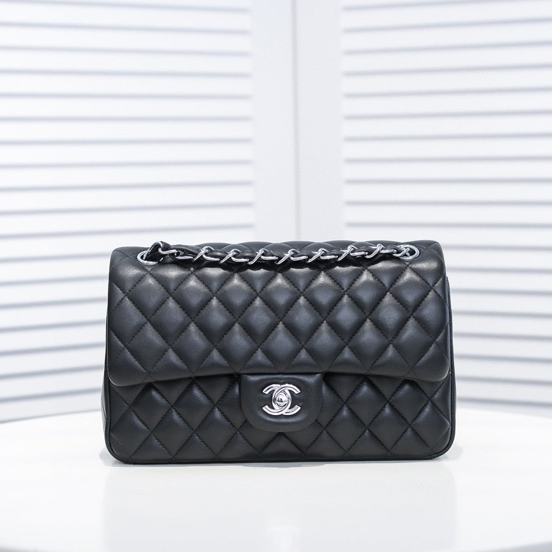 Chanel Medium Classic Flap Bag Silver Hardware Black 25Cm A01113 Y01480 94305