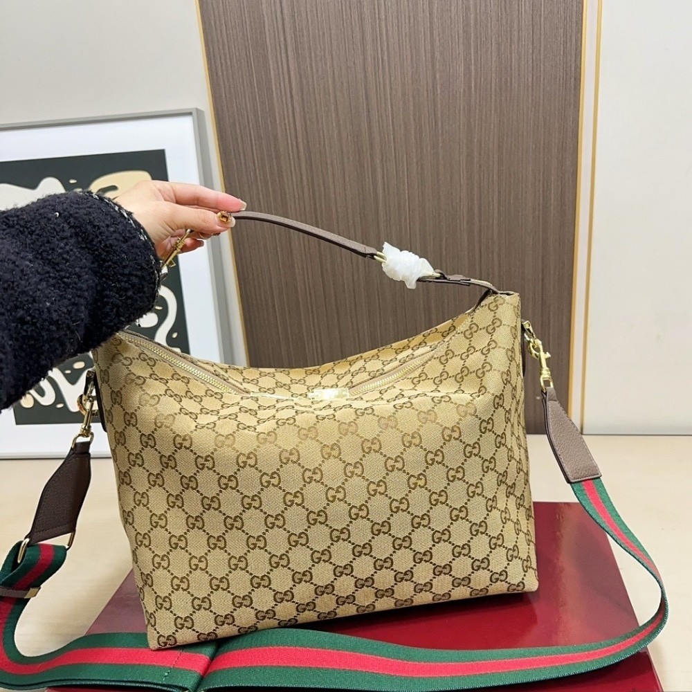 Gucci Brera Medium Crossbody Bag Sand And Dark Brown 33Cm 866938 FAFV9 9653