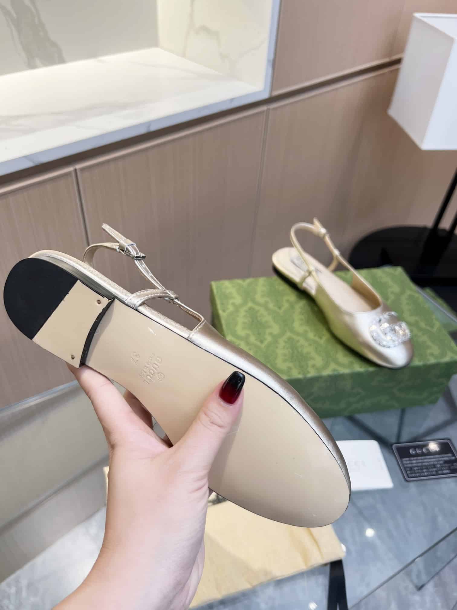 Gucci Gg Crystal Slingback Silver