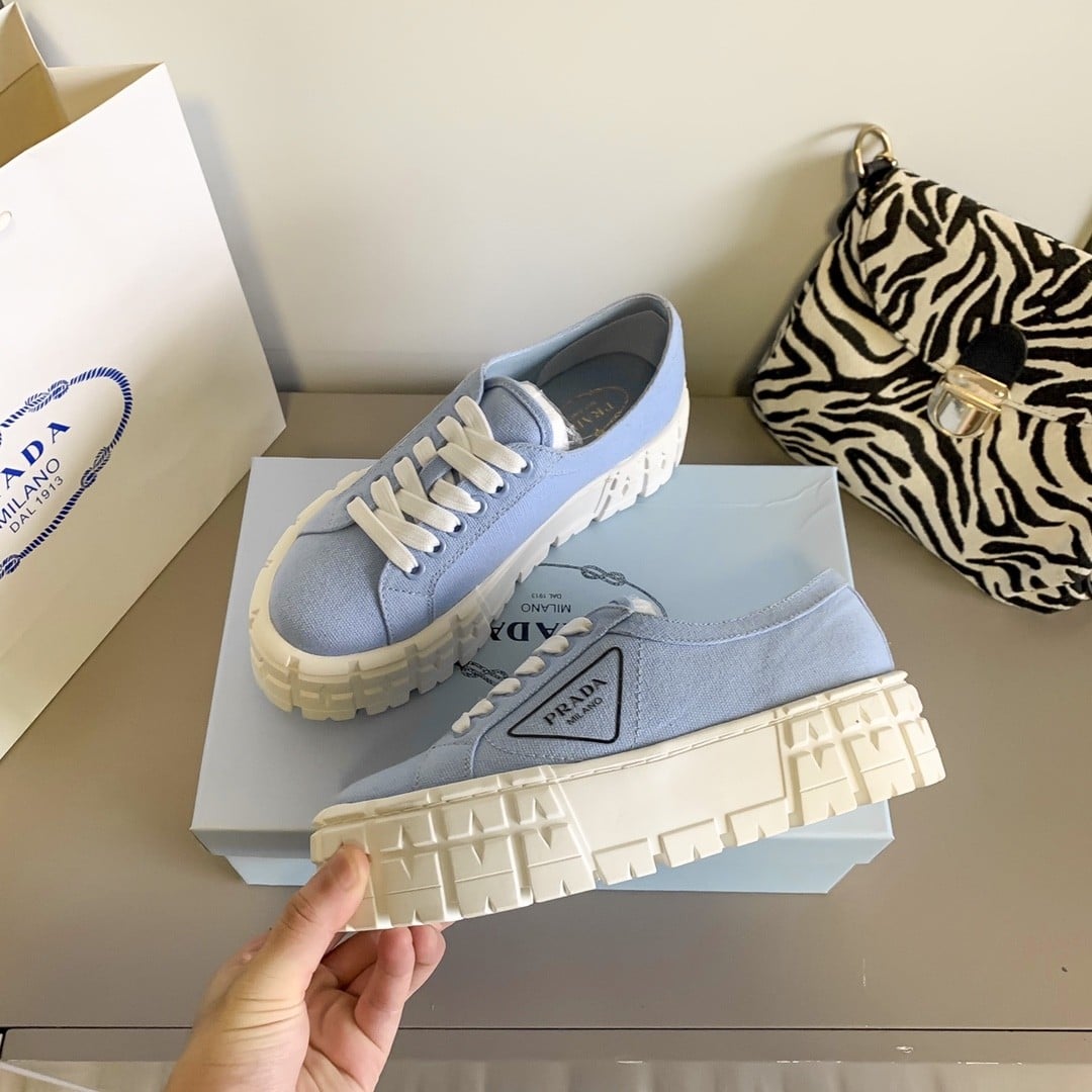 Prada Double Wheel Nylon Gabardine Sneaker Light Blue 1E260M3Lfxf0591F050