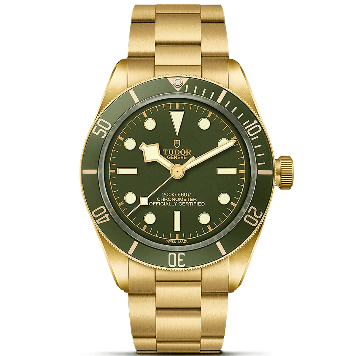 TUDOR Black Bay 58 18K 39mm 18ct Yellow Gold Green Dial Bracelet Watch M79018V-0006