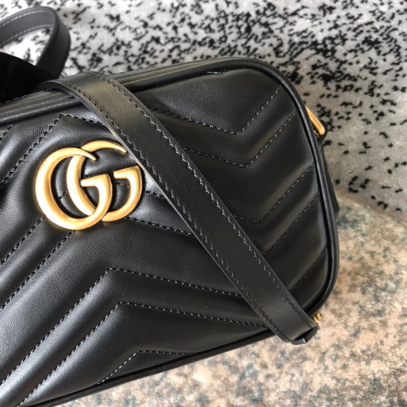 Gucci Marmont Small Matelasse Shoulder Bag Black 24cm 447632 DTD1T 1000