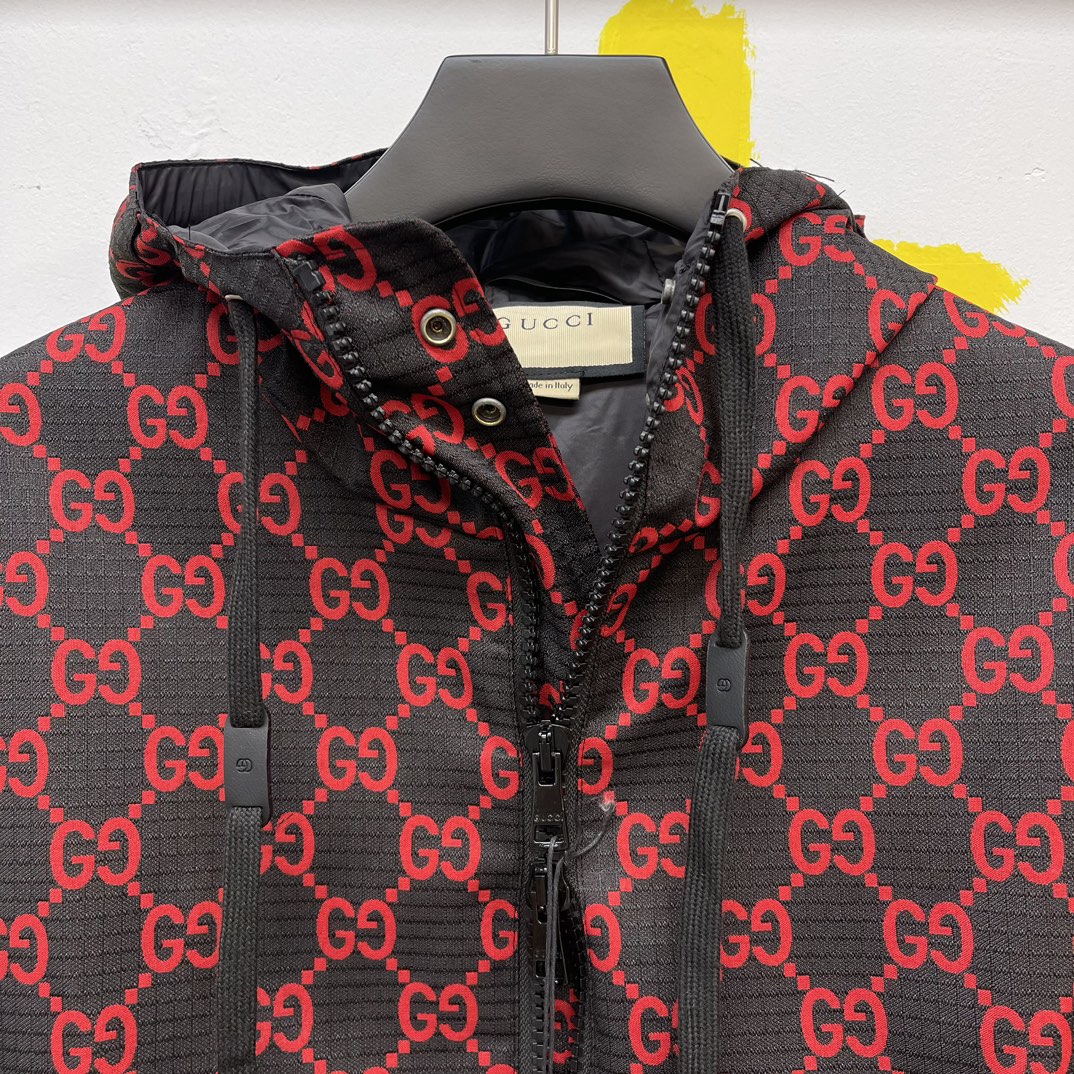 GG Nylon checked jacket with removable sleeves