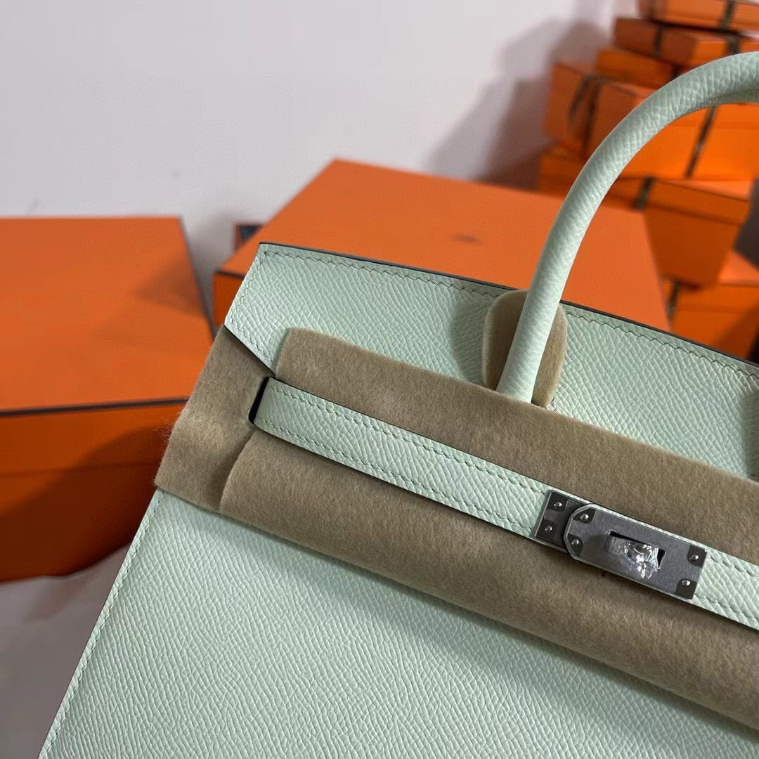 Hermes Birkin 25Cm Vert Fizz Togo Leather Silver Hardware