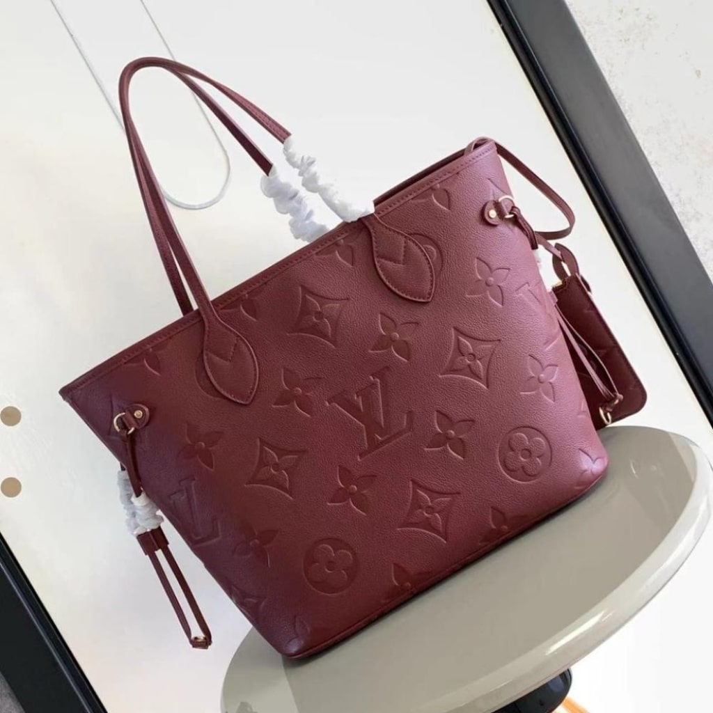 Louis Vuitton Neverfull MM Monogram Empreinte Wine Red 31Cm M25855