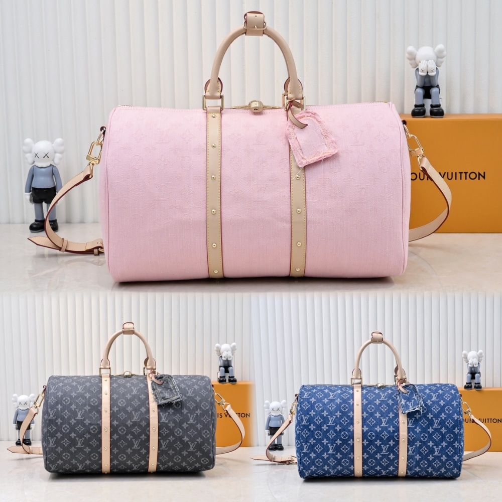 Louis Vuitton Keepall Bandoulière 45 Denim Pink 45Cm