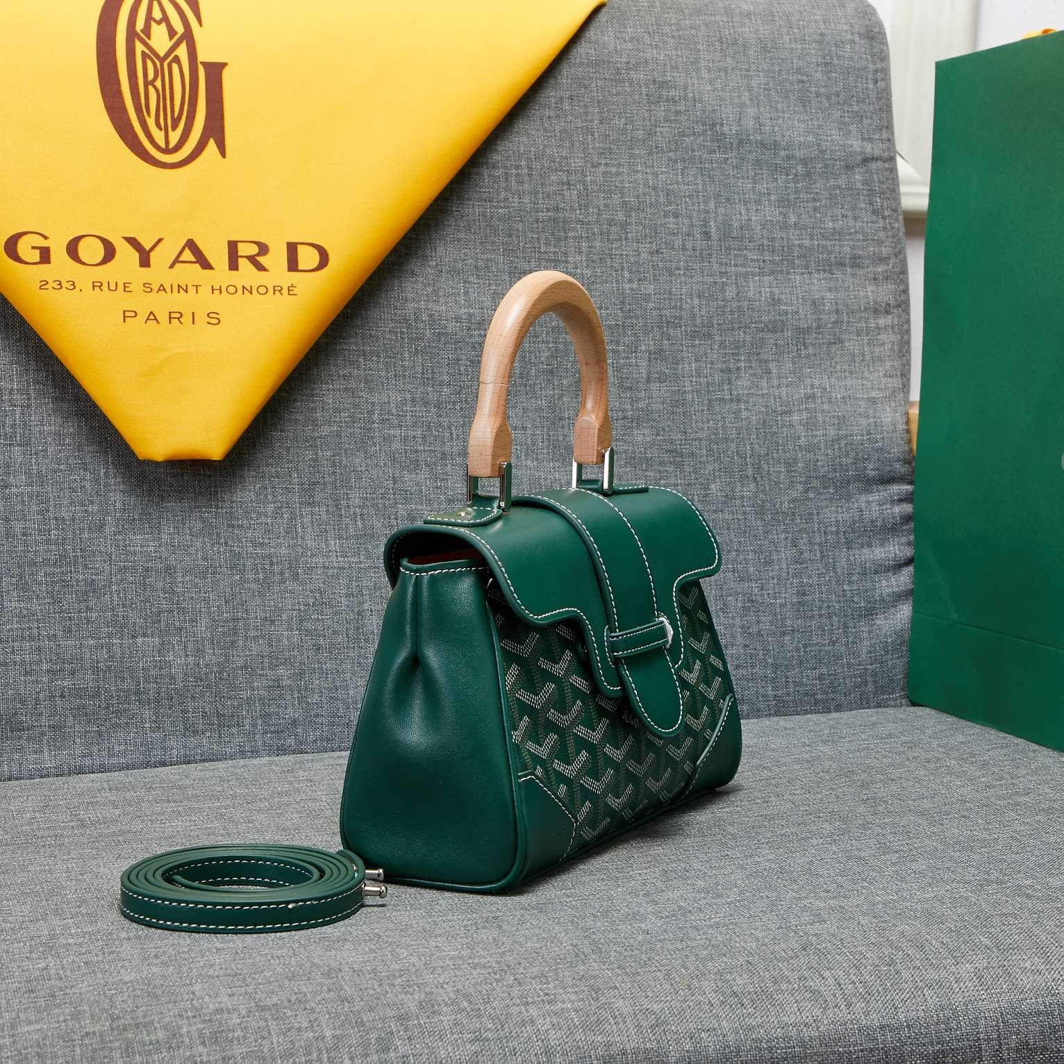 Goyard Saigon Souple Mini Bag Green Canvas 20cm