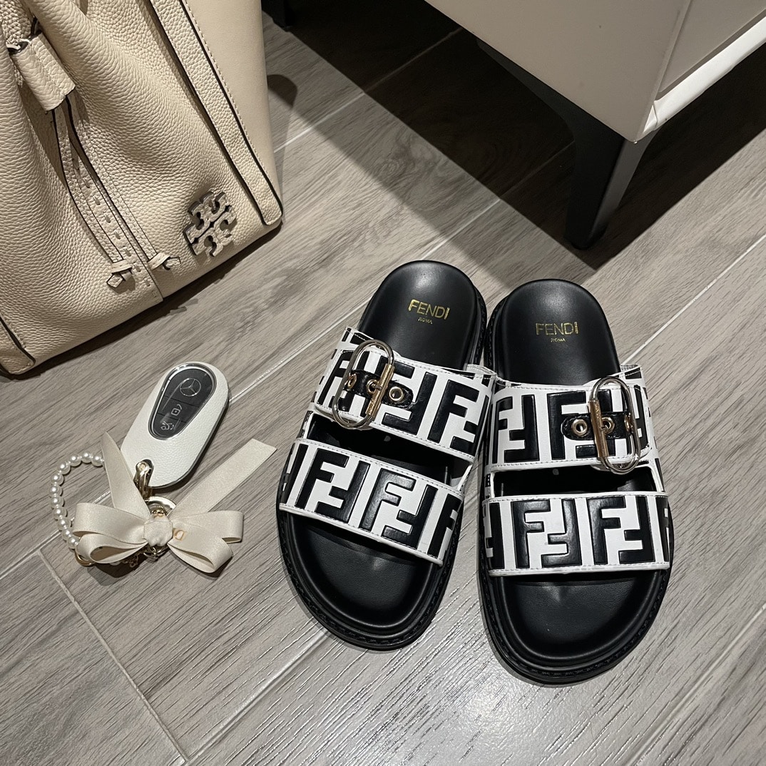 Fendi Ff Double Band Slide Black