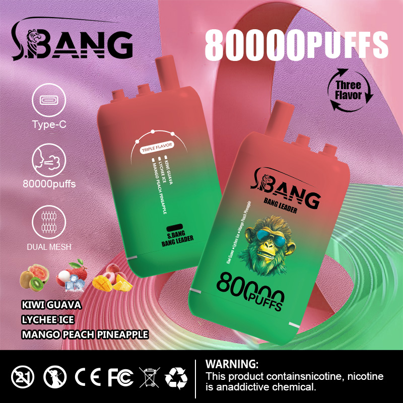 Bang Leader 80K Puffs 3-in-1 Vape | 3 Adjustable Flavors,  Rechargeable