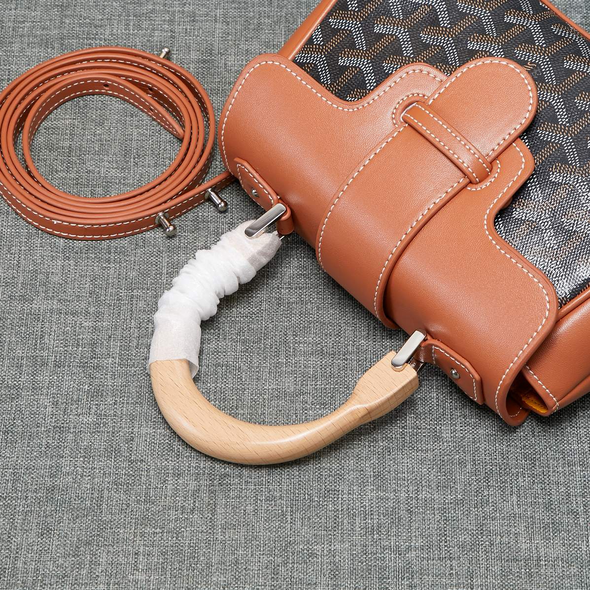 Goyard Saigon Souple Mini Bag Black And Tan Canvas 20cm