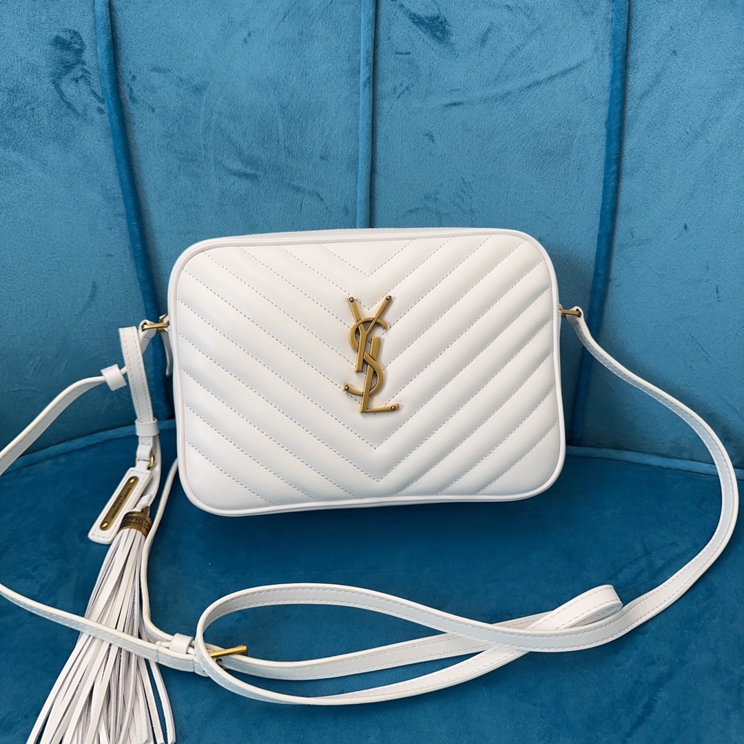 LOU quilted leather camera Bag MONOGRAM SAINT LAURENT Shoulder Bag-white
