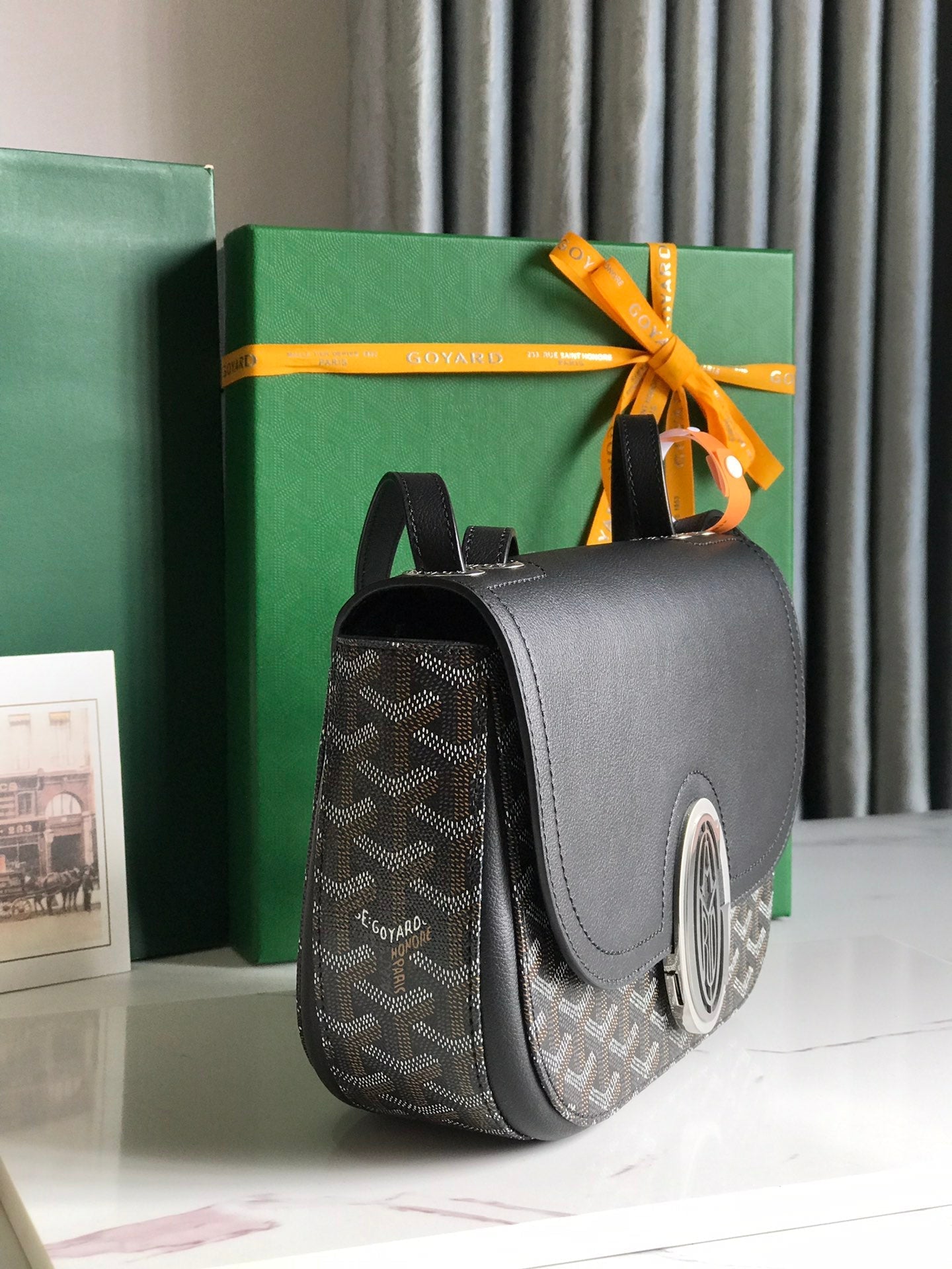 Goyard 233 Bag 25 Cm Black Calfskin And Goyardine Canvas