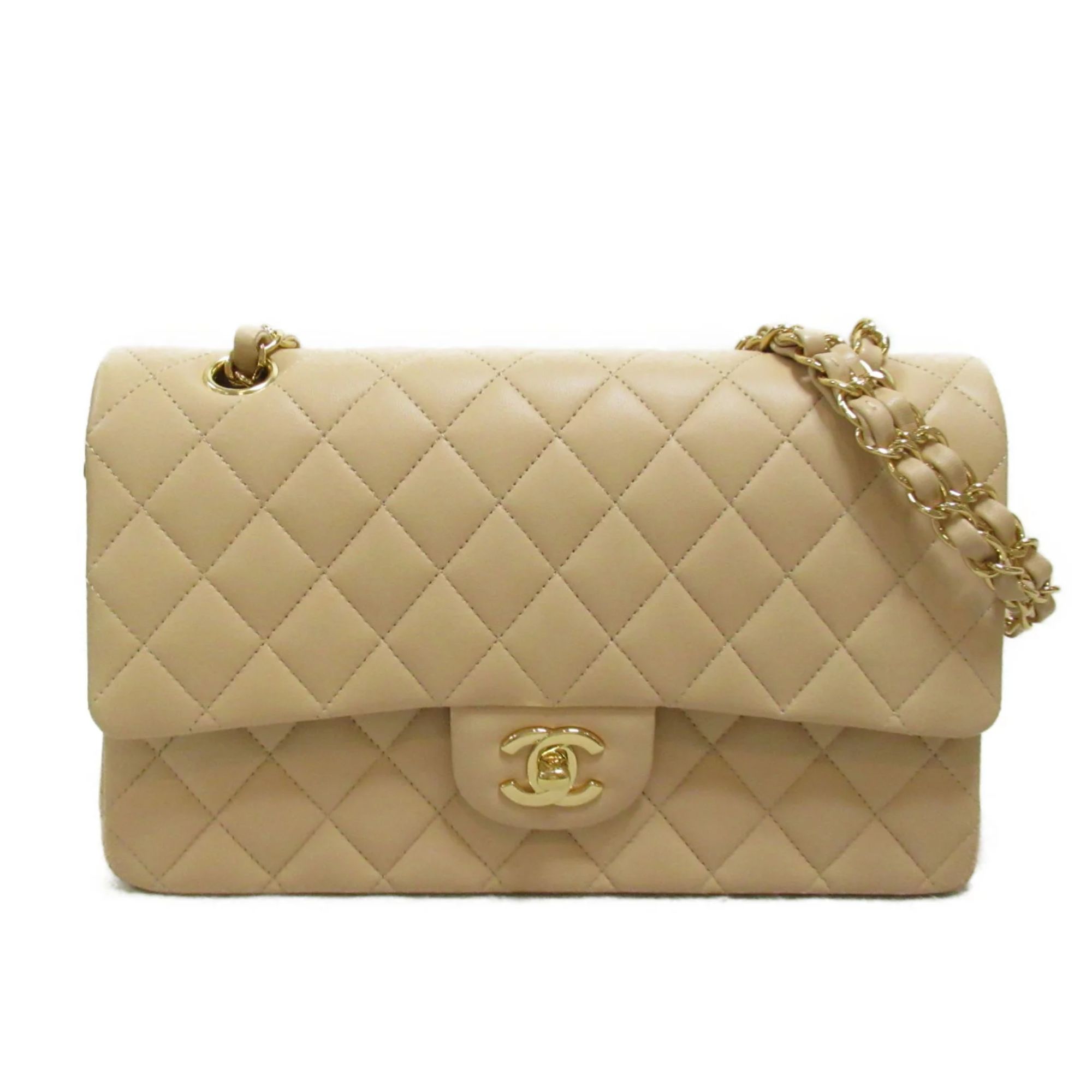 Chanel Classic Flap Bag 25 cm Beige Caviar Gold-Tone Hardware A01112