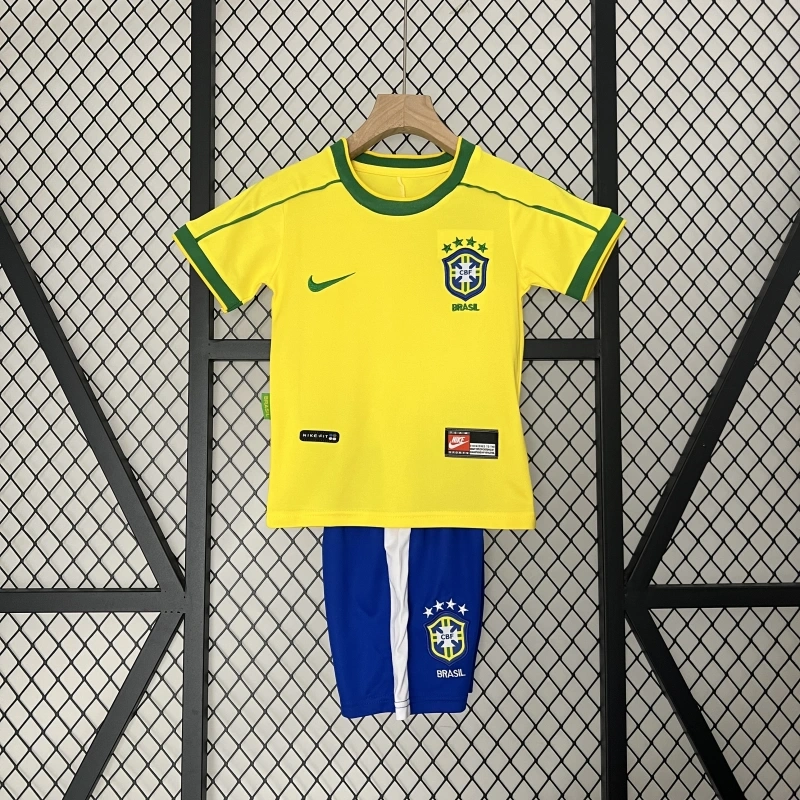 retro kids 1998 kids Brazil homefootball jersey retro