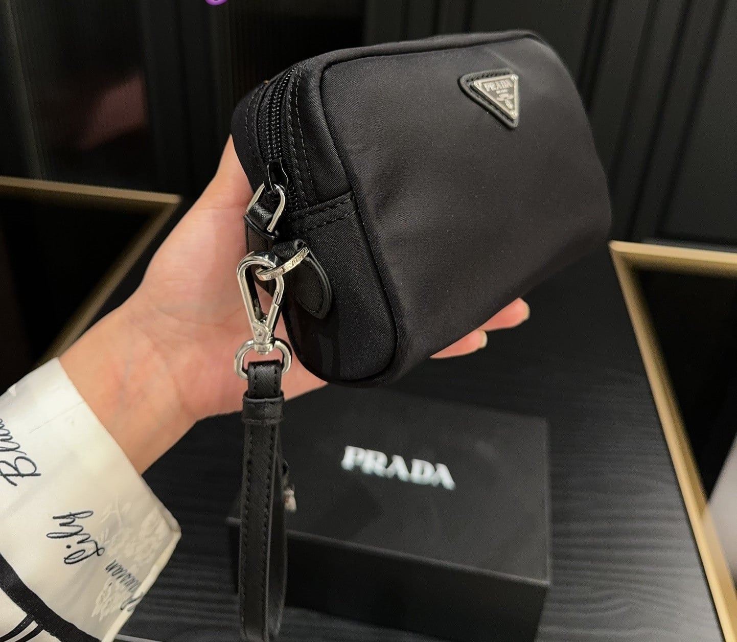 Prada Re Nylon Toiletry Bag Black 16Cm