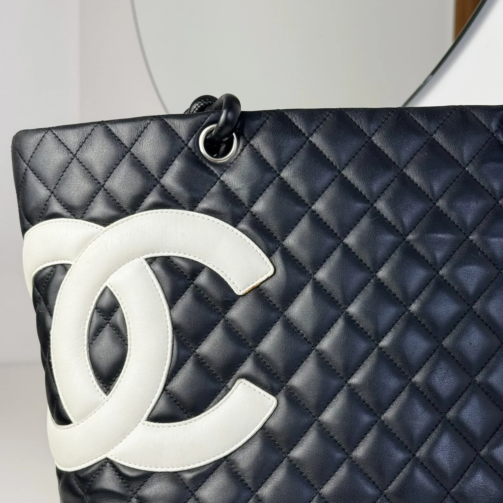 Chanel Calfskin Quilted Large Cambon Tote Black 41Cm/16in