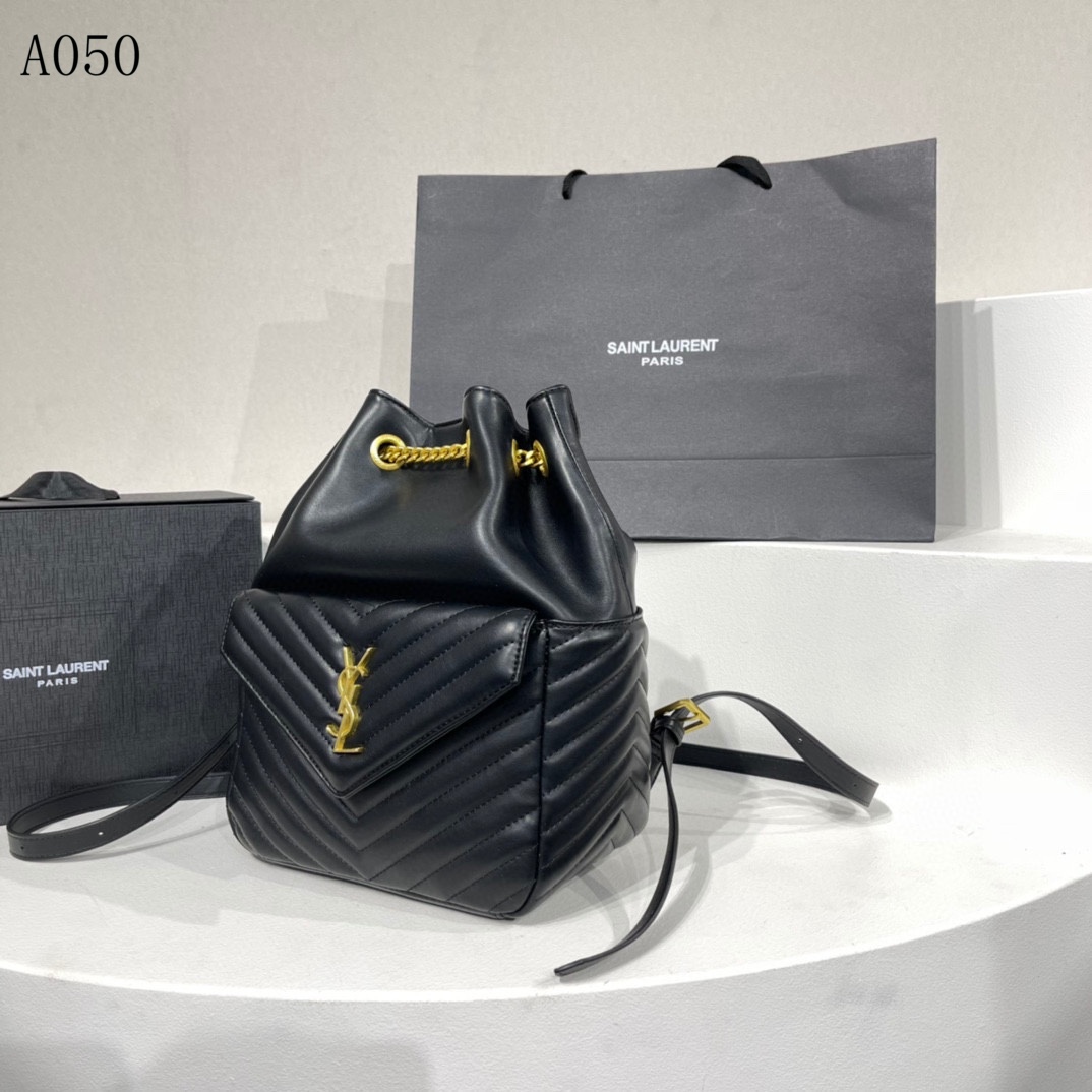 Saint Laurent Joe Backpack In Black Gold 29Cm