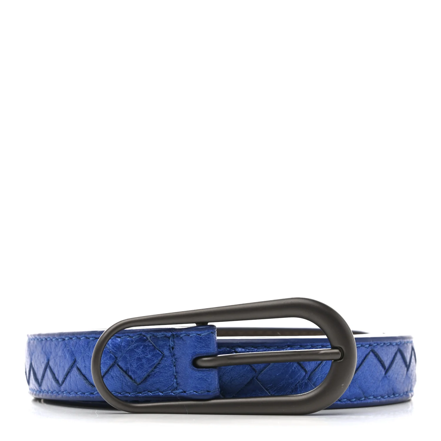 Metallic Nappa Intrecciato Belt 80 32 Blue