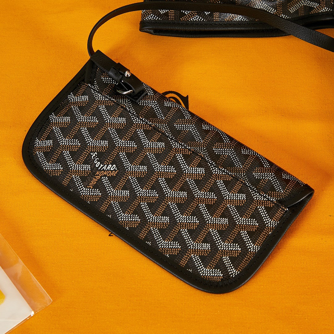 Goyard Saint Louis Pm 34Cm Black Canvas Chevroches Calfskin