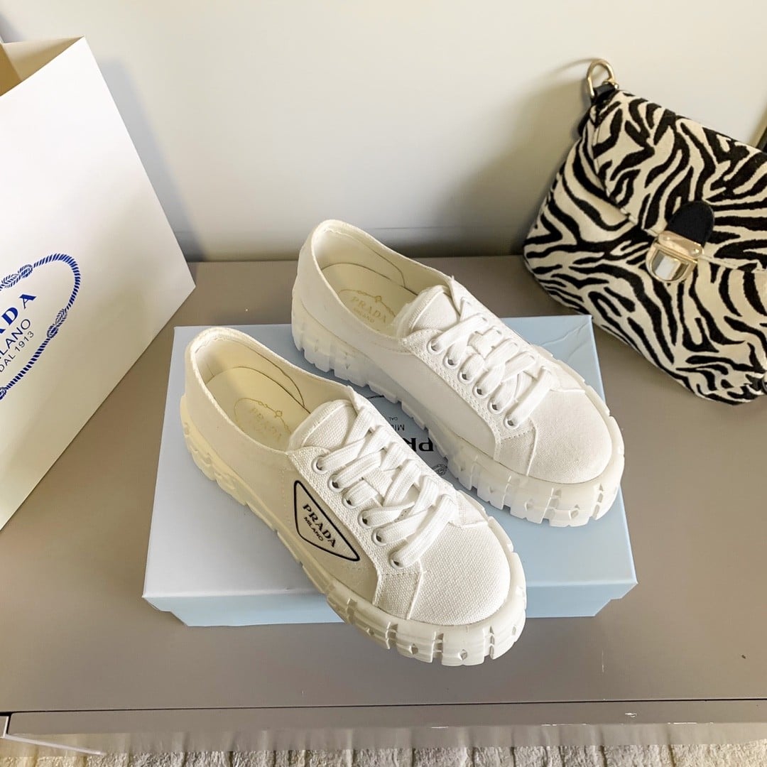 Prada Double Wheel Re Nylon Gabardine Sneaker White 1E260M 3Lfx F0009 F B050