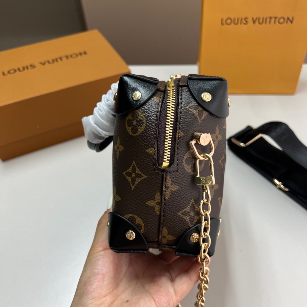 Louis Vuitton Petite Malle Souple Monogram Bag Brown 20cm M45571