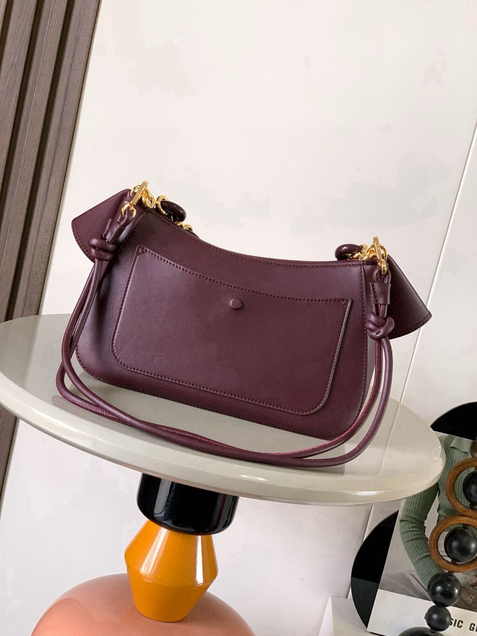 LOEWE Burgundy Medium Leather Ola Shoulder Bag