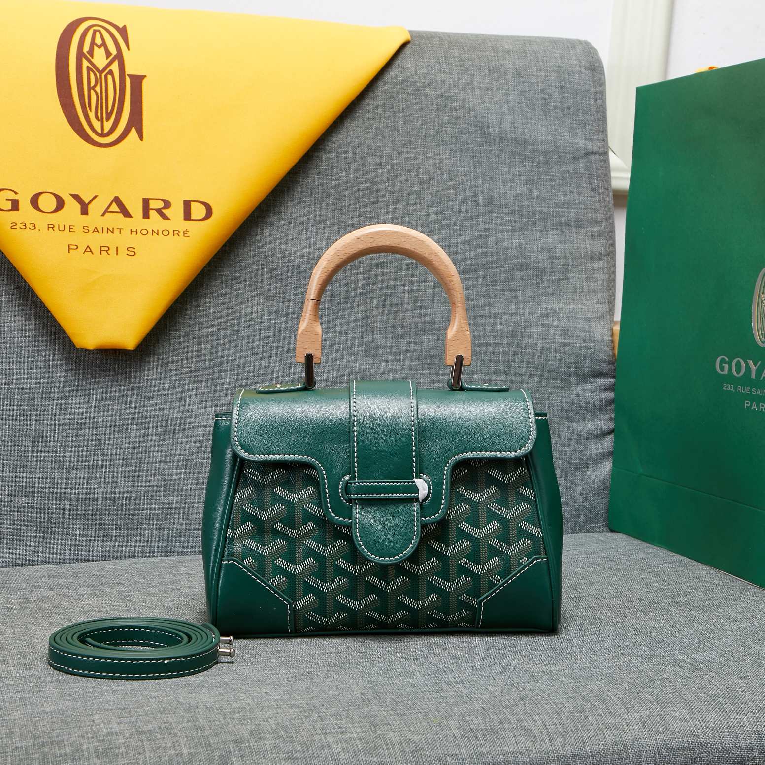 Goyard Saigon Souple Mini Bag Green Canvas 20cm
