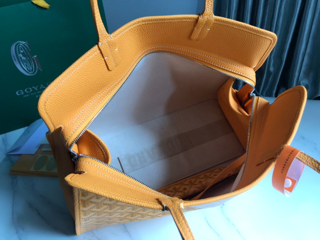 Goyard Hardy Pm Bag 40 Cm Yellow Goyardine Canvas And Taurillon Leather Trim