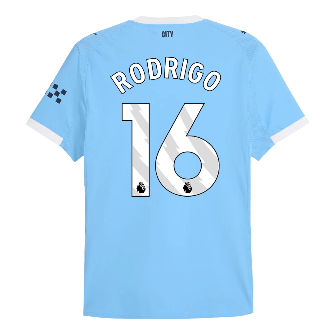 RODRIGO #16 Manchester City Home Player Version Soccer Jersey 2025/26 Blue