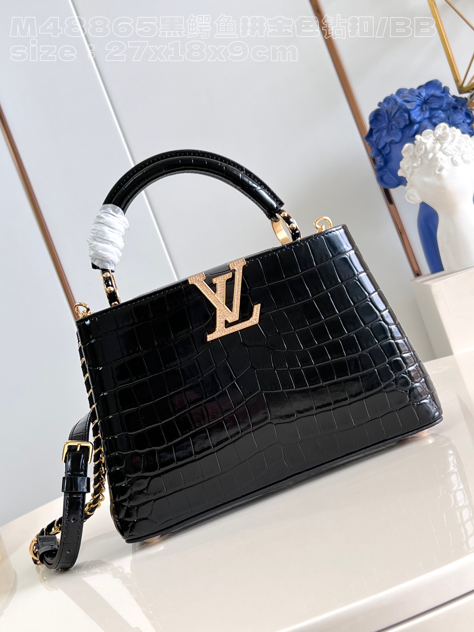 Capucines- M48865 black crocodile