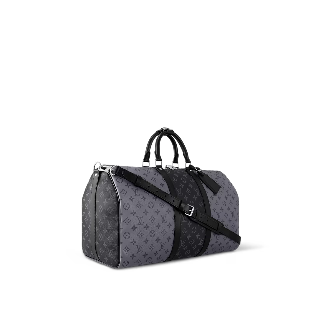 Louis Vuitton Keepall Bandouliere Monogram Eclipse Reverse 50 Gray 50cm M45392