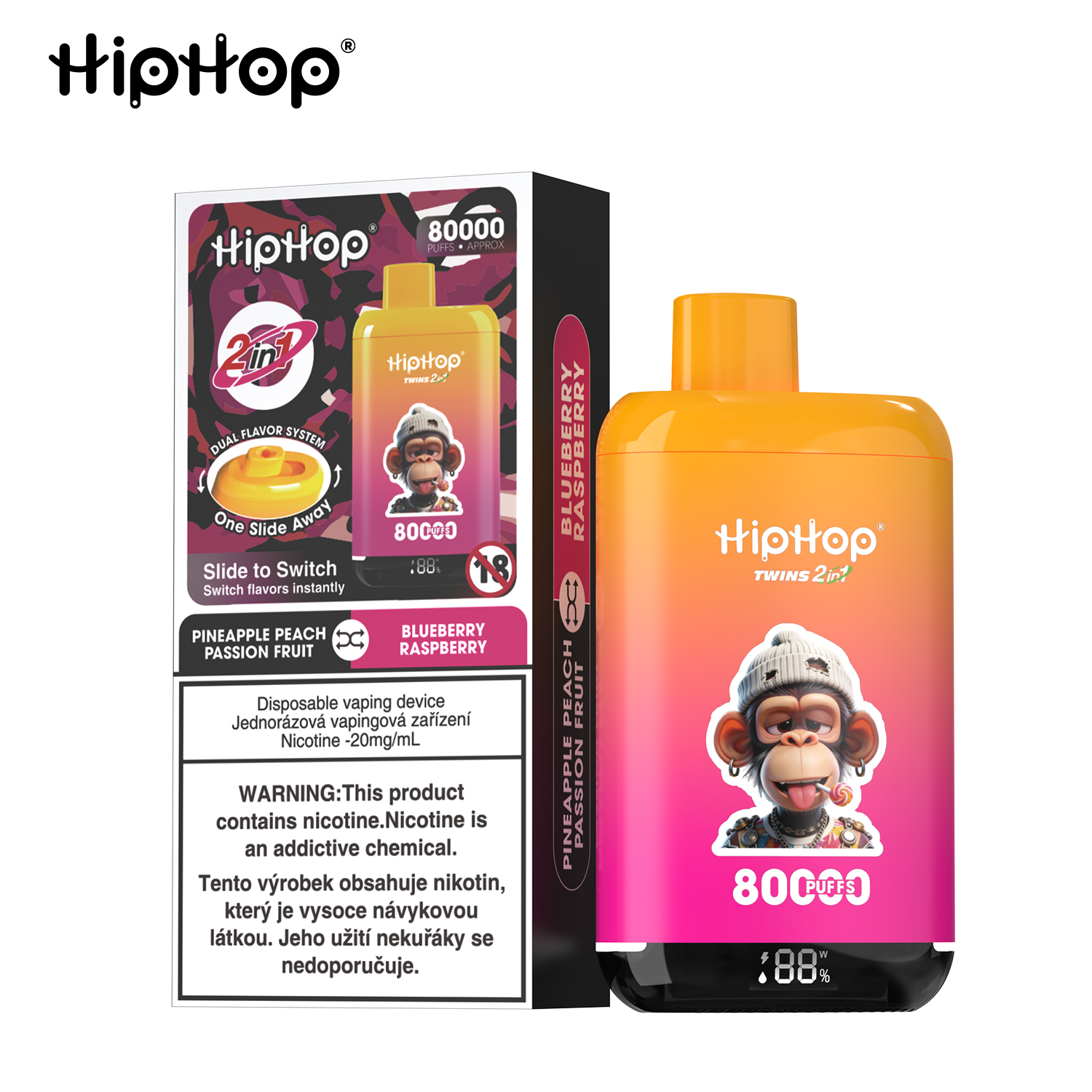 HIPHOP 80k Puffs Prefilled Vape |  Rechargeable