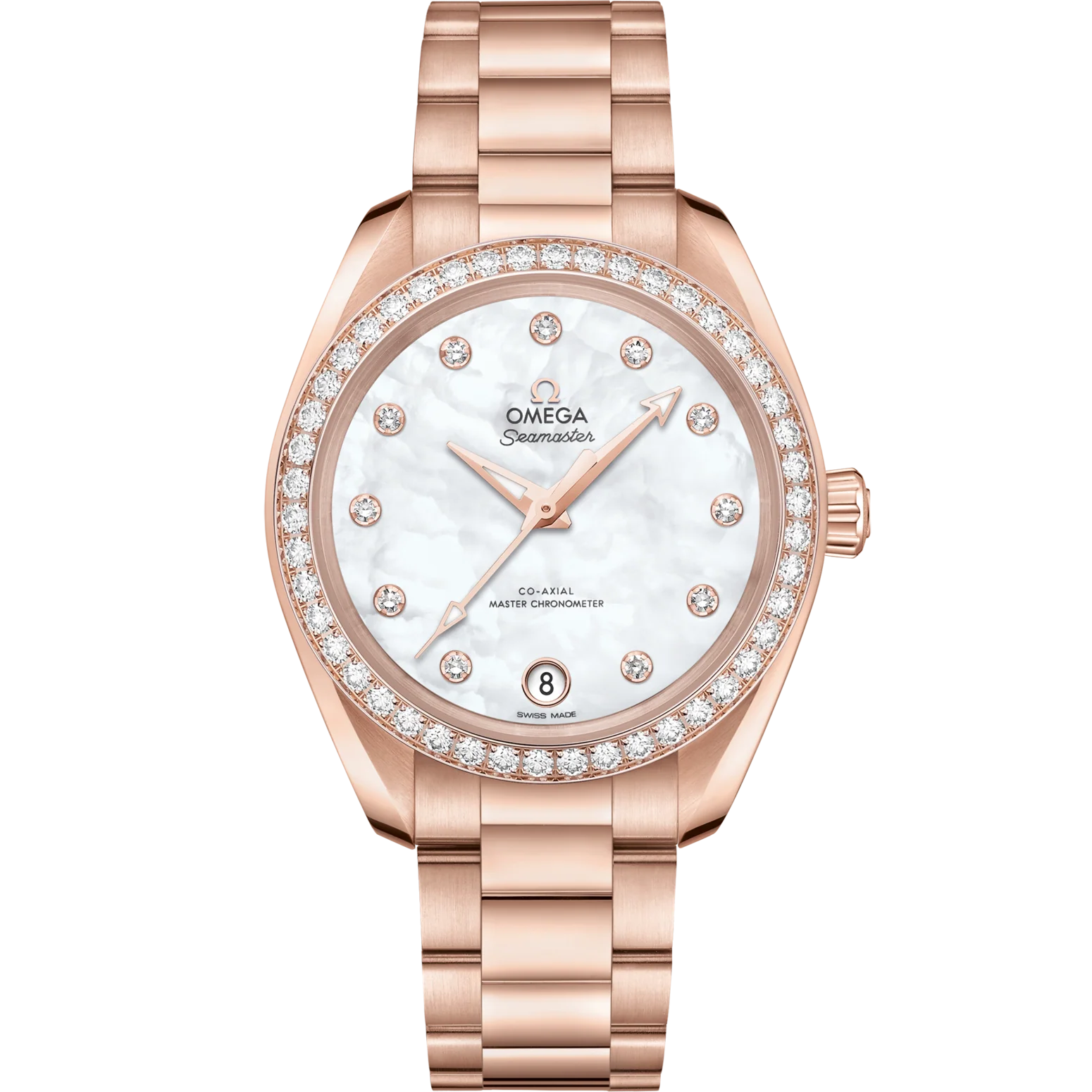 Omega Seamaster Aqua Terra 150M 34 mm White Dial with Diamonds Sedna™ 18k Rose Gold Bracelet 220.55.34.20.55.001