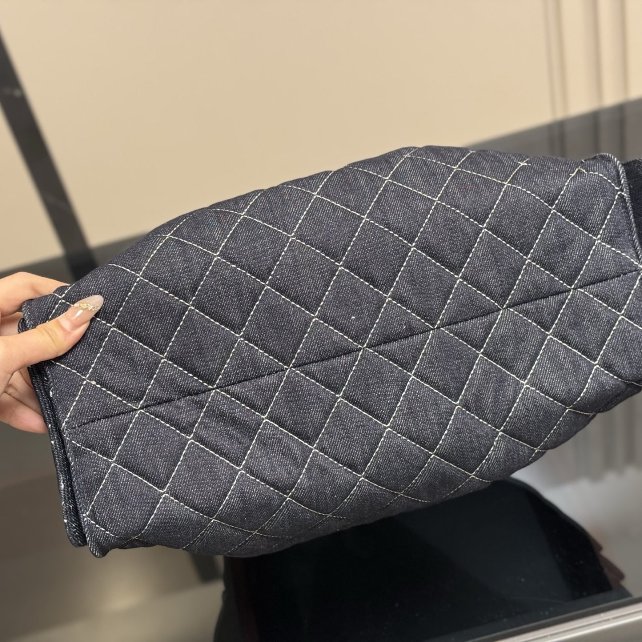Chanel 25 Medium Handbag Washed Denim Dark Blue 34cm