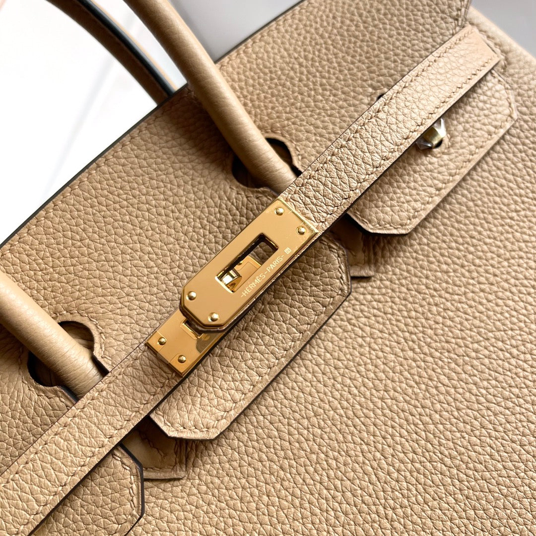 Hermes Birkin 25Cm Beige Togo Leather Gold Hardware