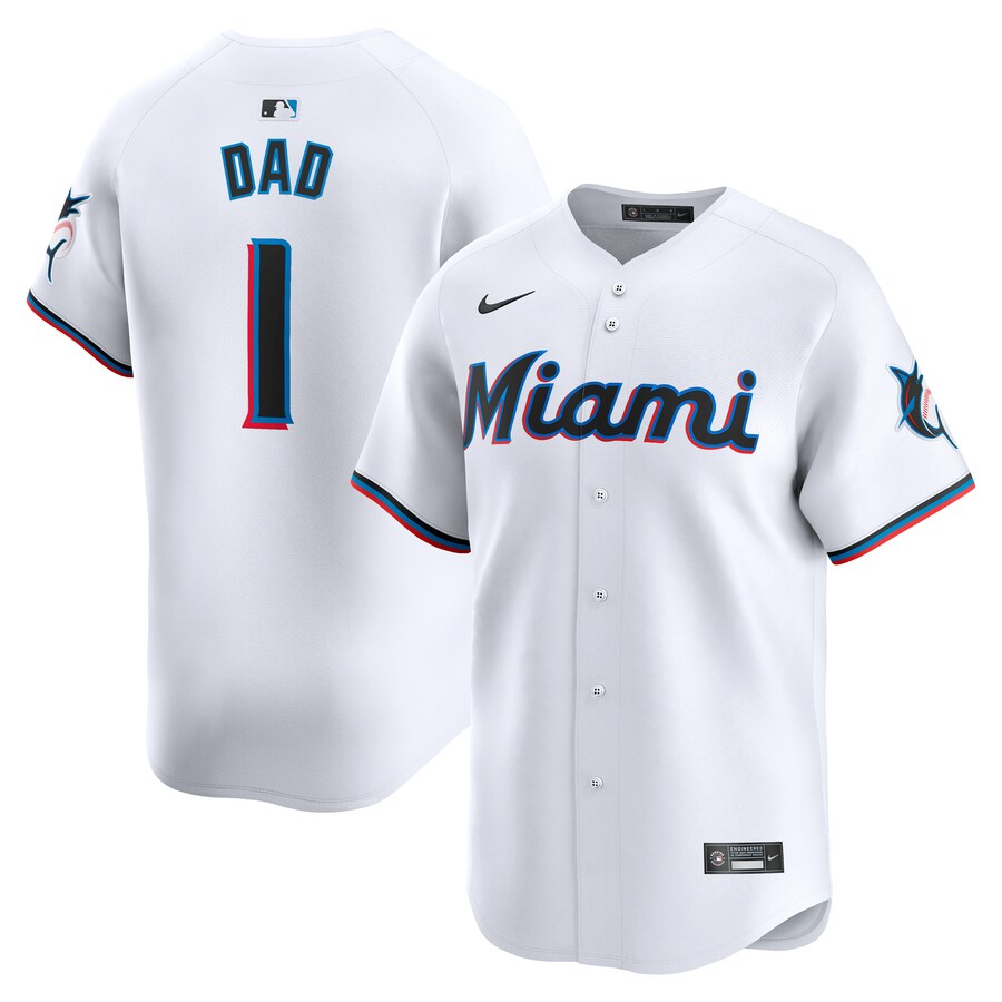 Miami Marlins #1 Dad Home Limited Jersey White