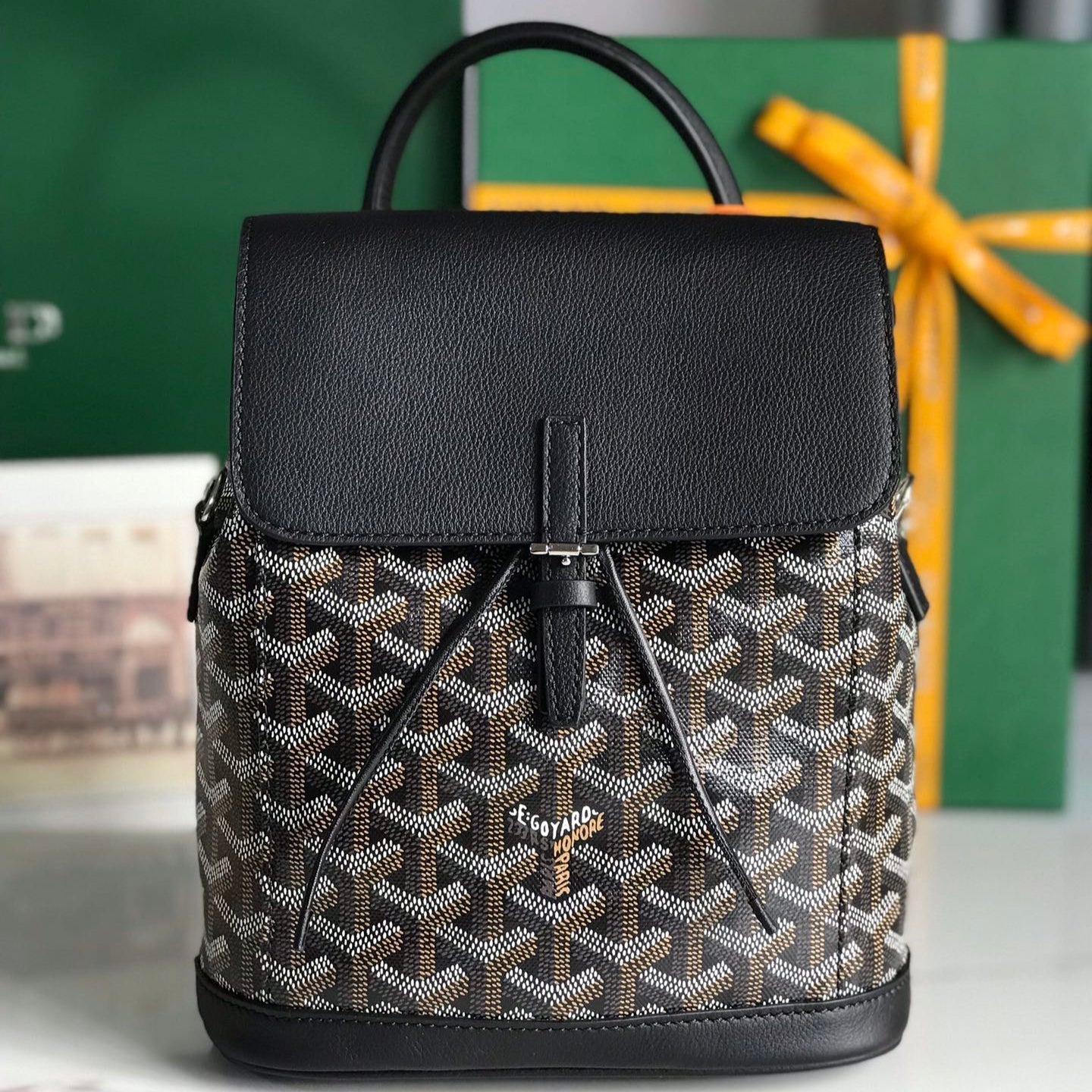 Goyard Alpin Mini Backpack 21cm Black Lambskin And Goyardine Canvas