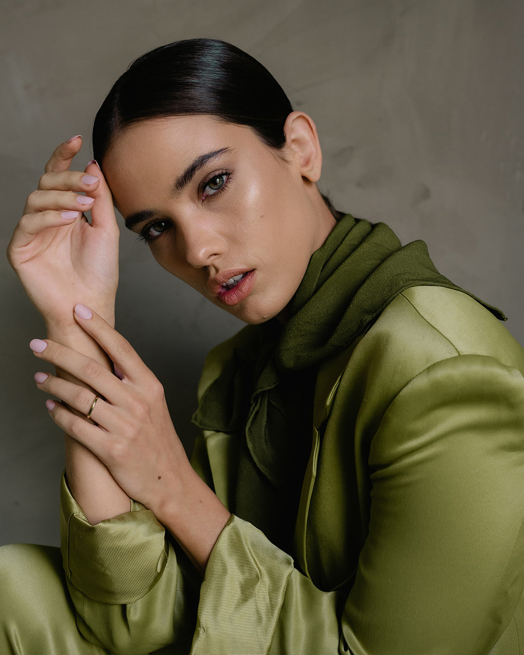 ‘The Classic’ Washable Silk Scarf in Olive