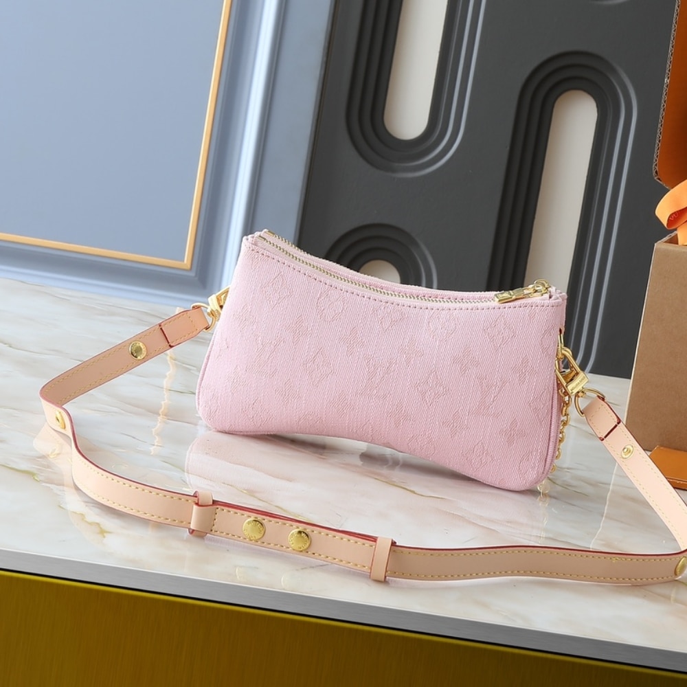 Louis Vuitton Liv Pochette Monogram Denim Washed Pink 24Cm M14159