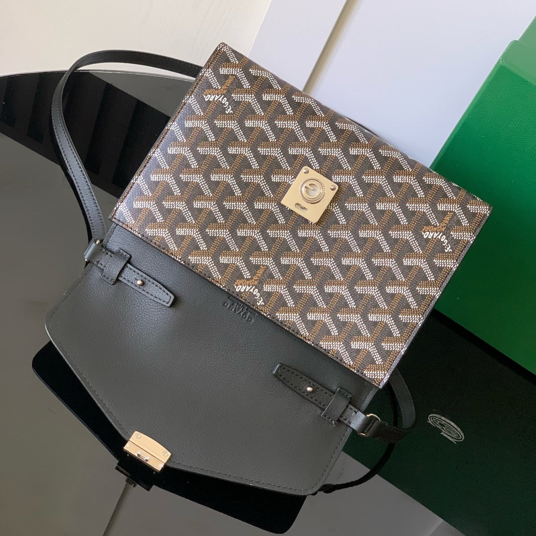 Goyard Chypre Wallet-Pouch 21 Cm Black Goyardine Canvas And Calfskin