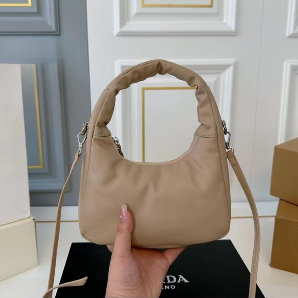 Prada Soft Padded Nappa Leather Bag Beige 21Cm