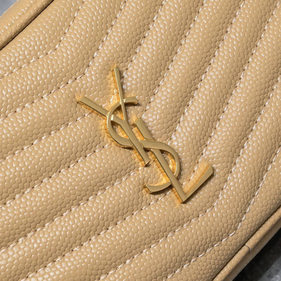 Saint Laurent Lou Camera Bag In Quilted Leather Beige 18Cm