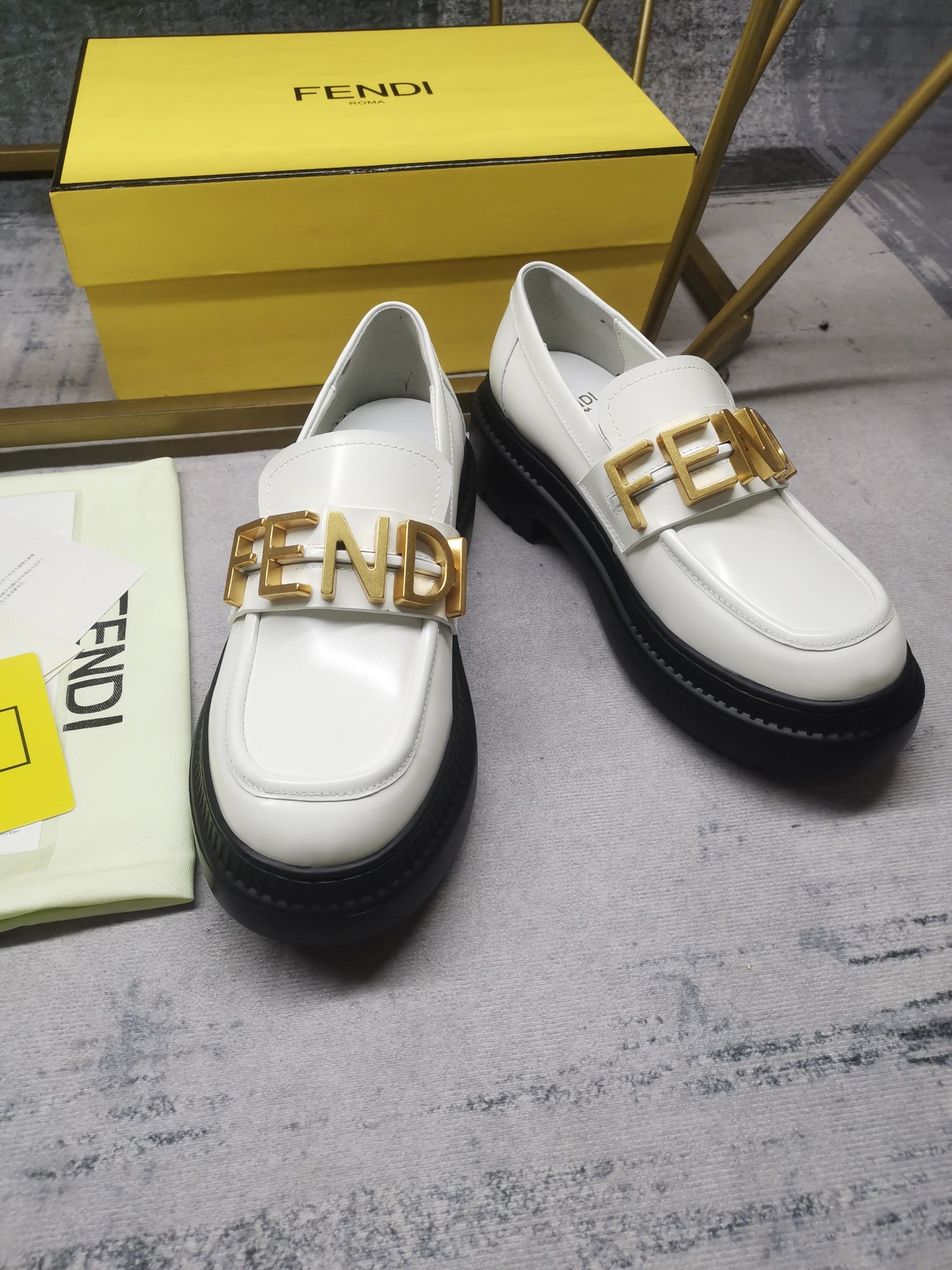 Fendigraphy Smooth Leather Loafers White 8D838369Ff1Iyw