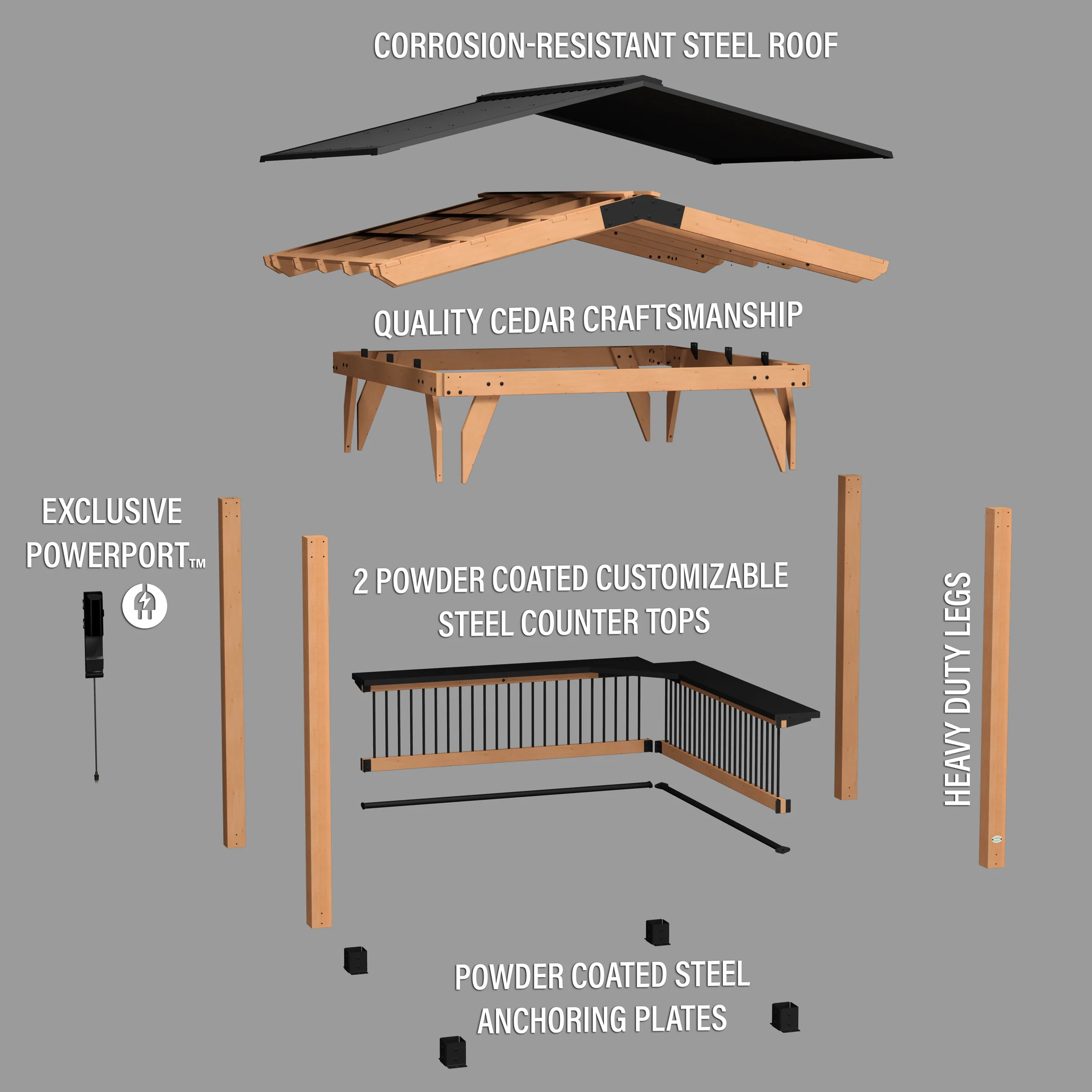 Granada Grill Gazebo with Outdoor Bar
