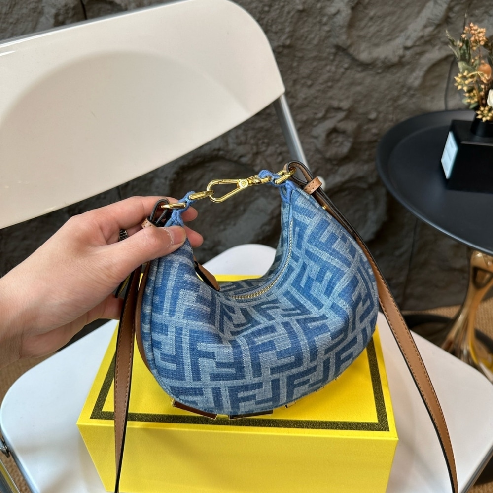 Fendi Fendigraphy Mini Bag Denim Blue Ff 20Cm