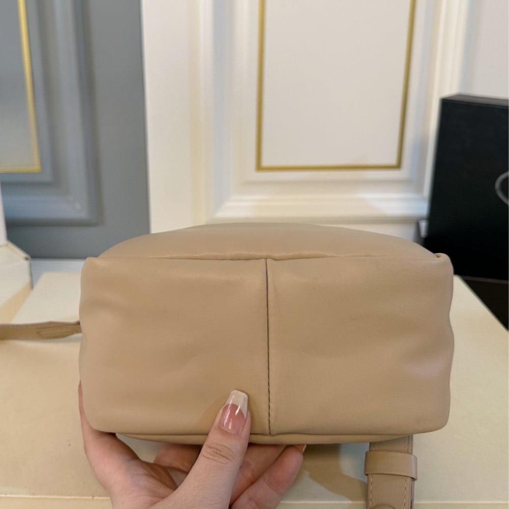 Prada Padded Soft Leather Bag Desert Beige 19Cm