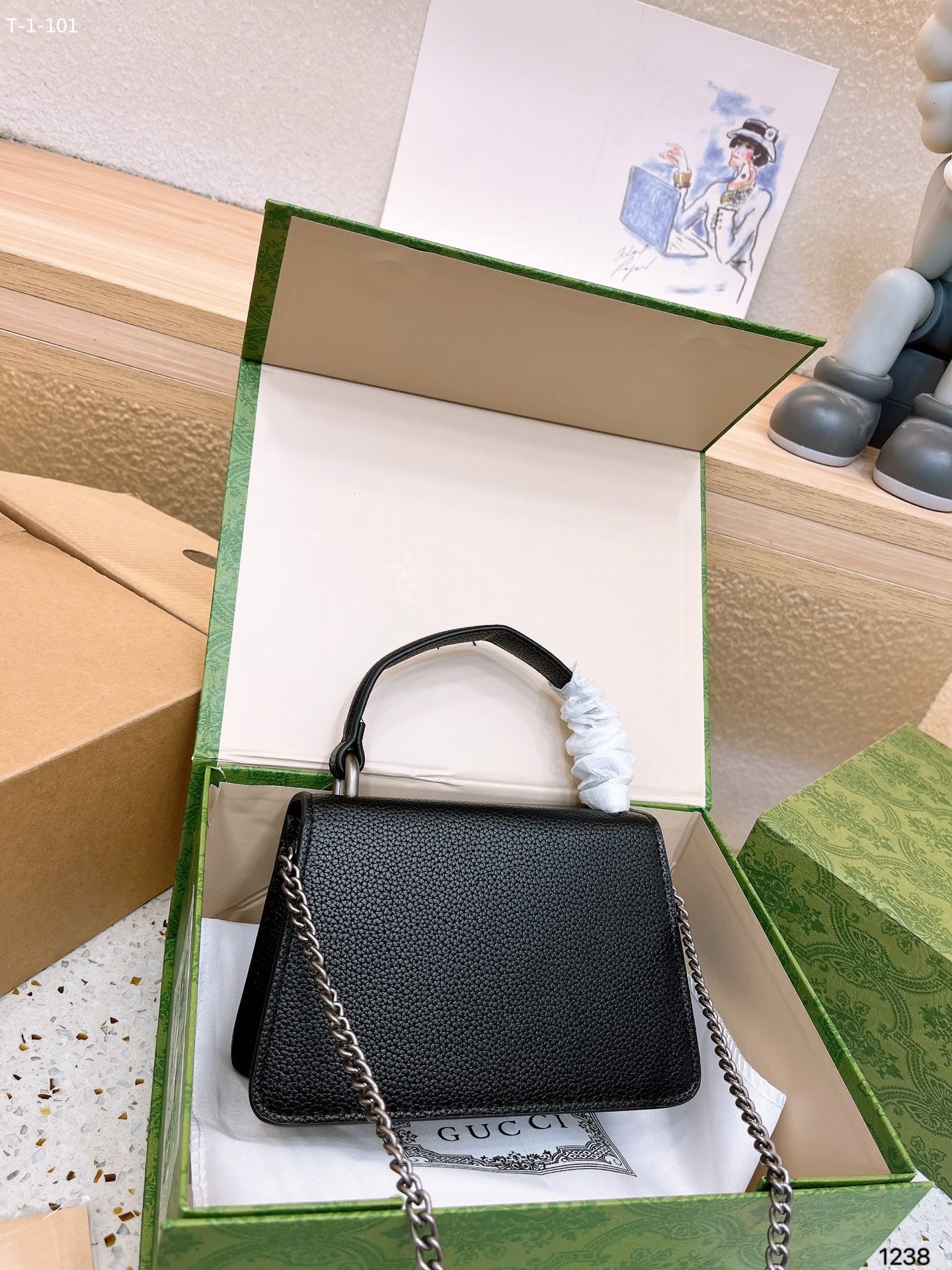 Gucci Dionysus Mini Top Handle Bag Black 18Cm 752029 Caogn 1155