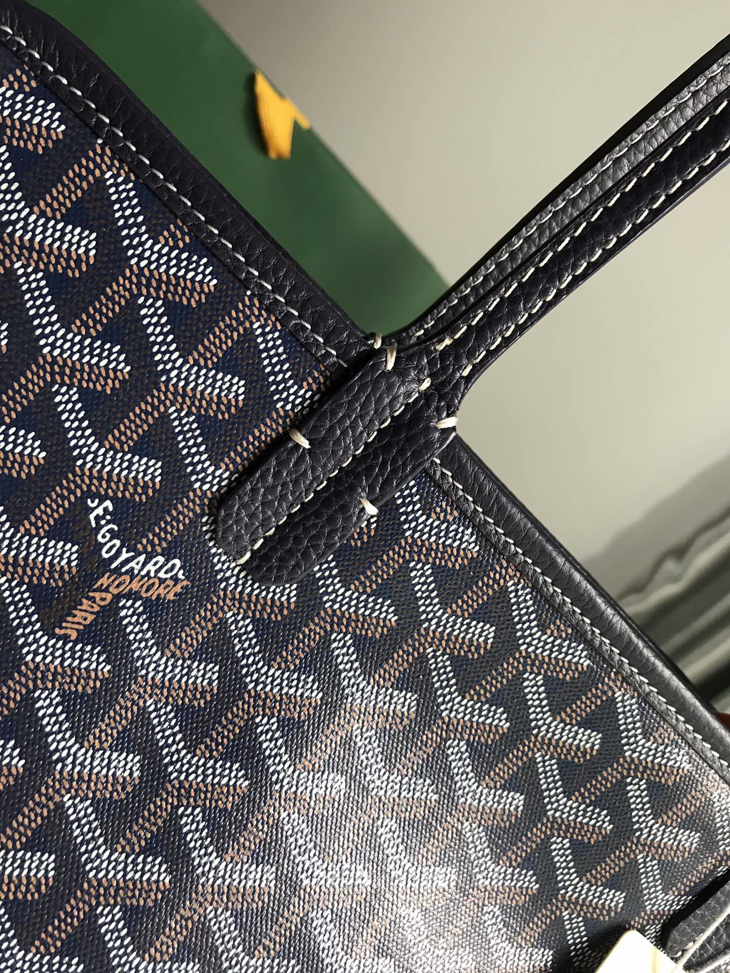 Goyard Hardy Pm Bag 40 Cm Navy Blue Goyardine Canvas And Black Taurillon Leather Trim